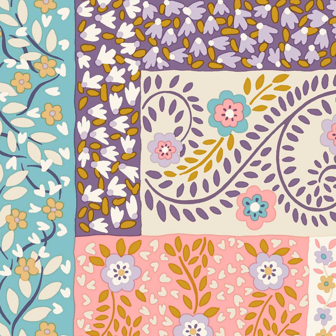 Liberty Lasenby Tudor Celebration - Patchwork Scarves Pink and Purple (Quilting Cotton)