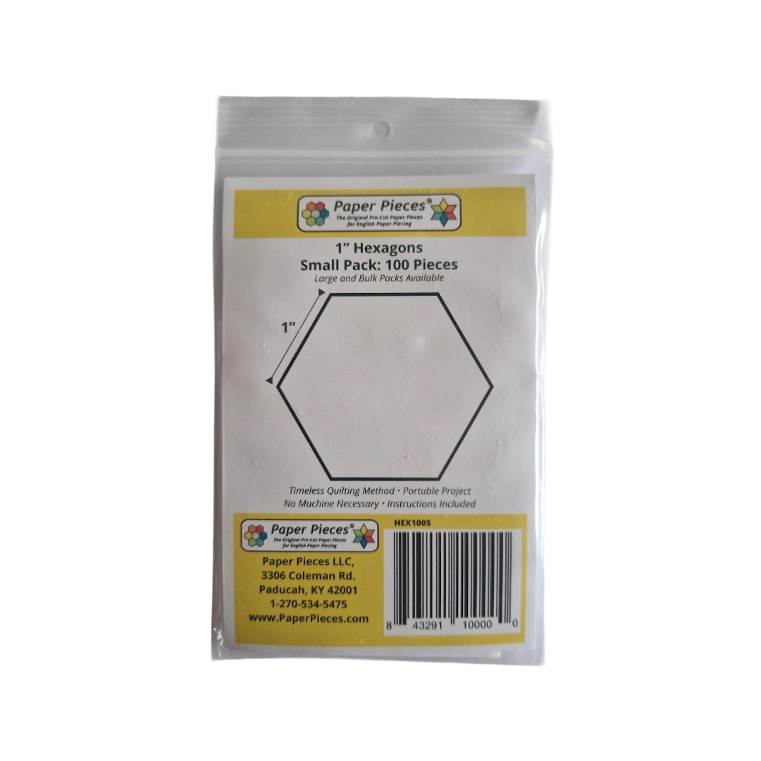 Paper Templates for English Paper Piecing - 1in Hexagons (Pack of 100)