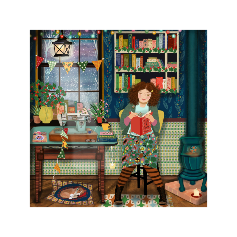 1000 Piece Square Puzzle - Sewing and Reading